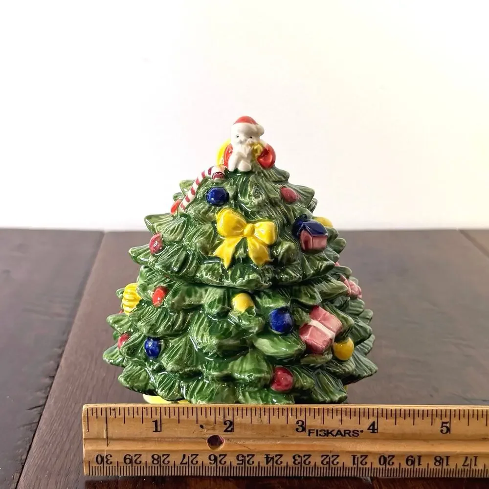 Vintage RCPC Christmas Tree Lidded Jar | Holiday Candy Dish | Christmas Kitchen